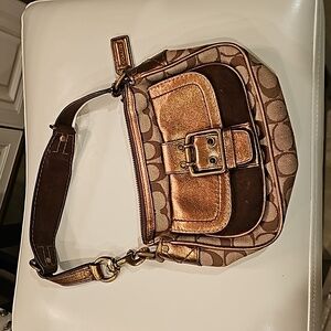 COACH 2004 Special Edit Sign C Khaki &  Bronze, Canvas Leather & Buckle Satchel.